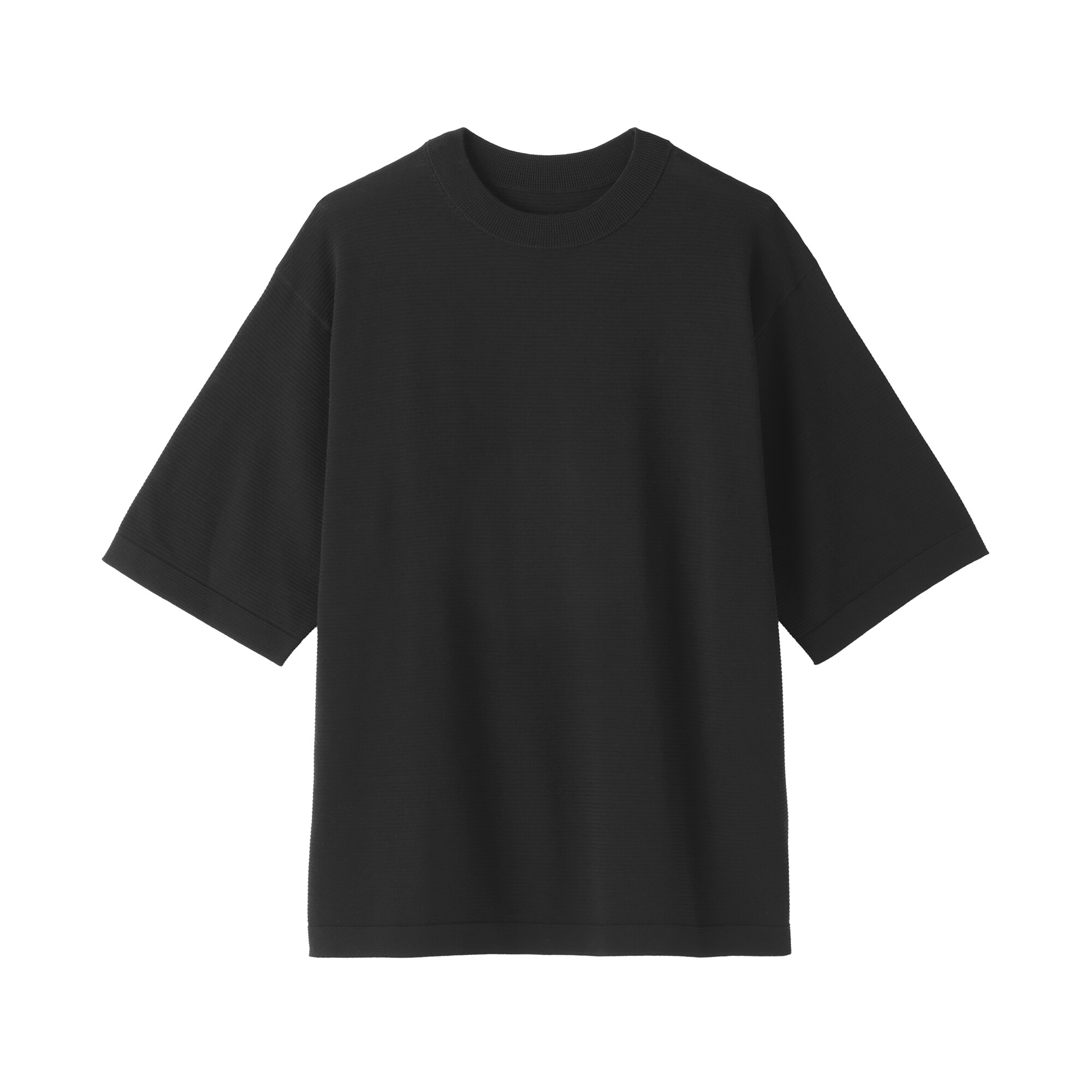 紳士　乾きやすい洗えるニット五分袖Ｔシャツ