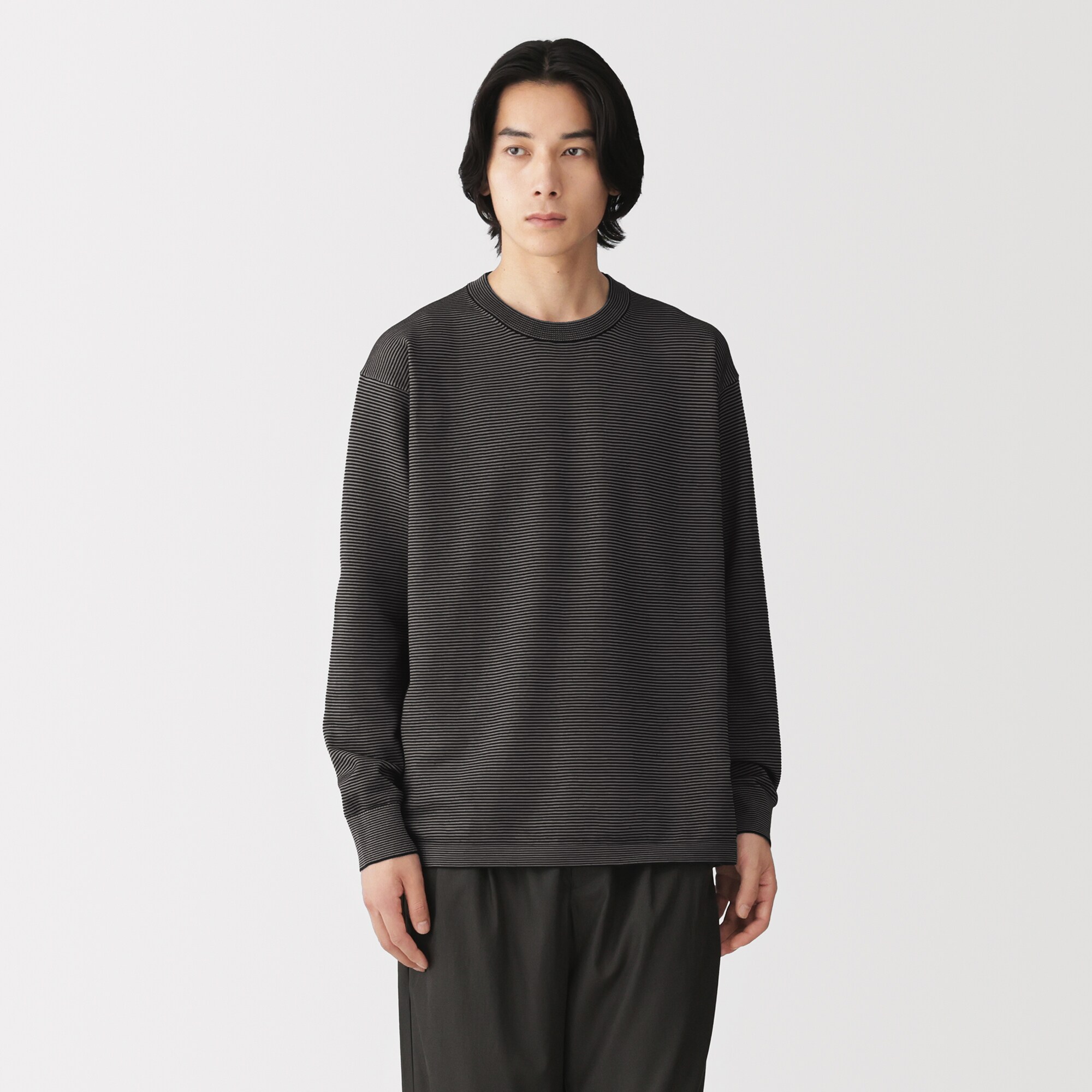 紳士　乾きやすい洗えるニット長袖Ｔシャツ