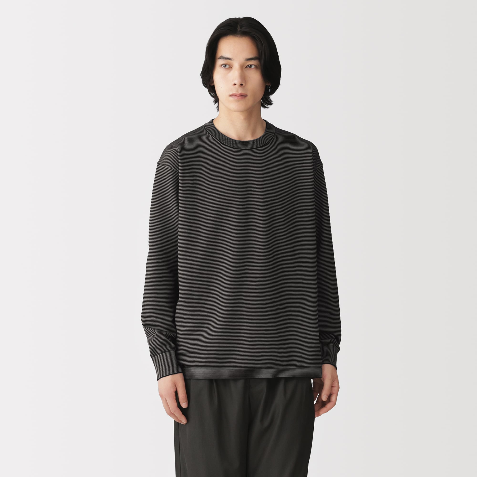 紳士　乾きやすい洗えるニット長袖Ｔシャツ
