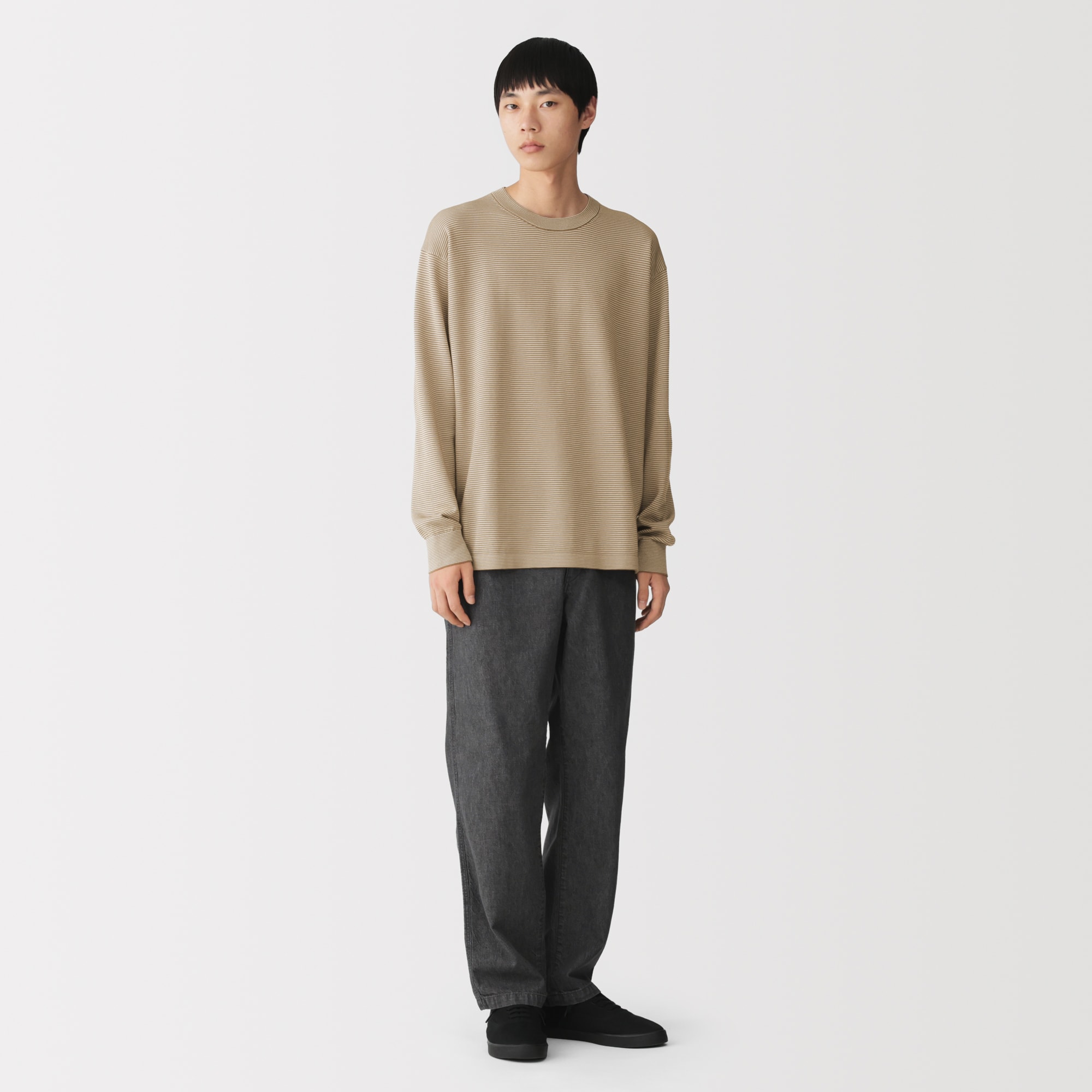 紳士　乾きやすい洗えるニット長袖Ｔシャツ