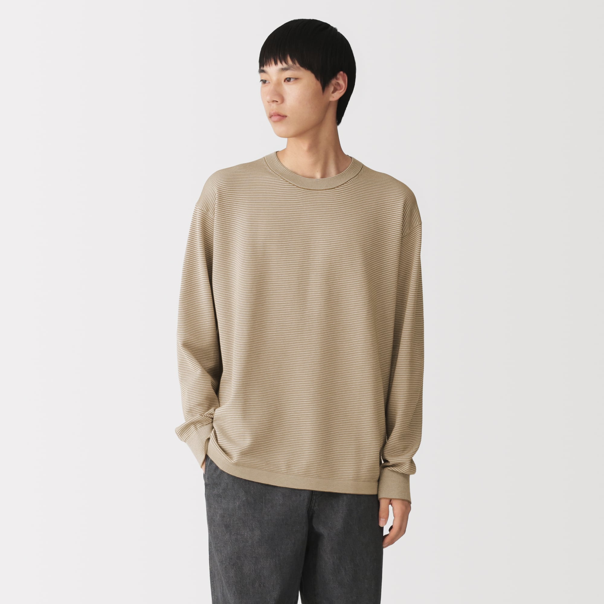 紳士　乾きやすい洗えるニット長袖Ｔシャツ