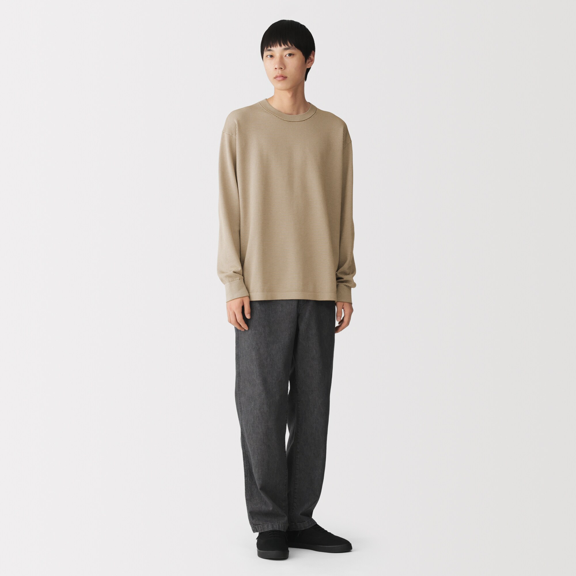 紳士　乾きやすい洗えるニット長袖Ｔシャツ
