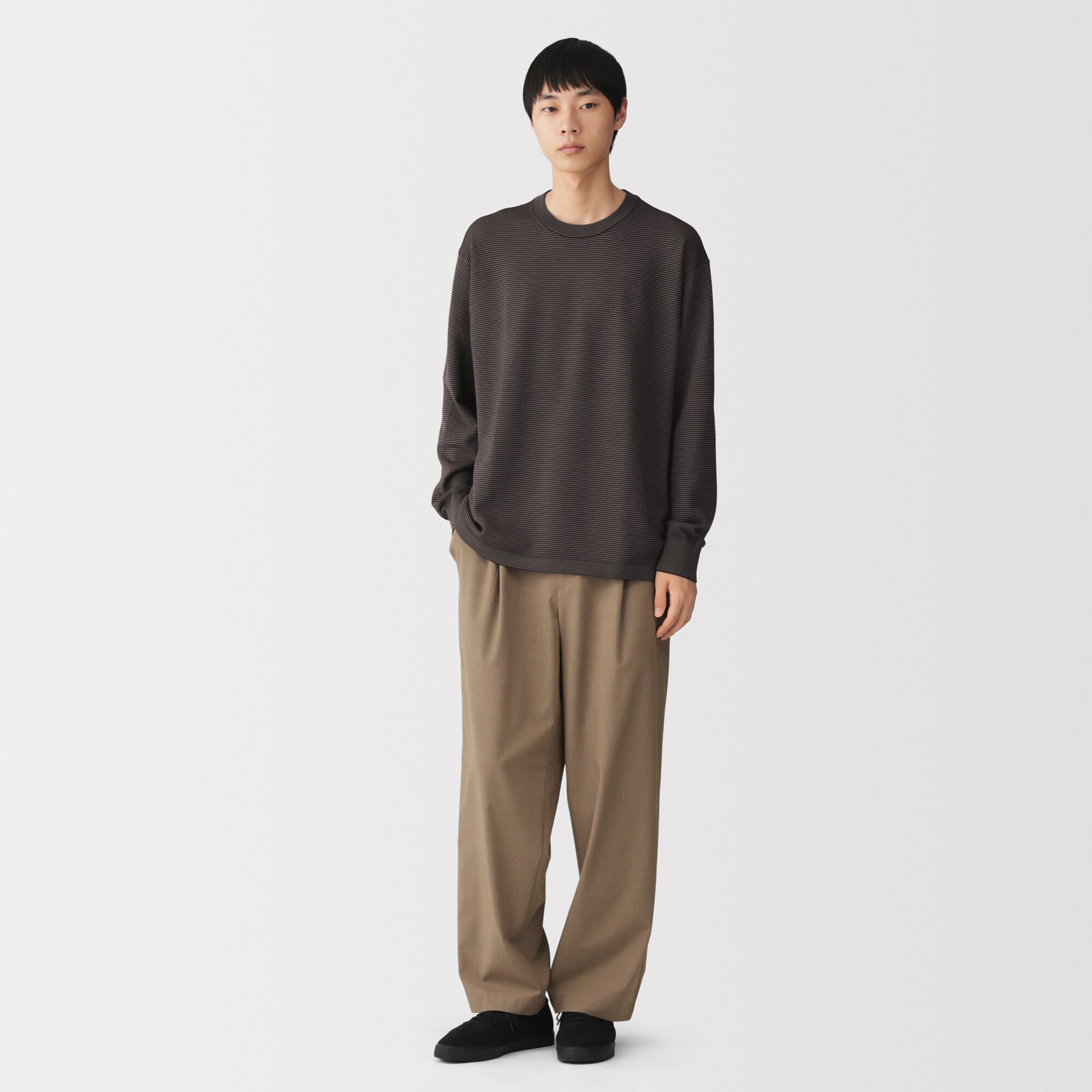 紳士　乾きやすい洗えるニット長袖Ｔシャツ