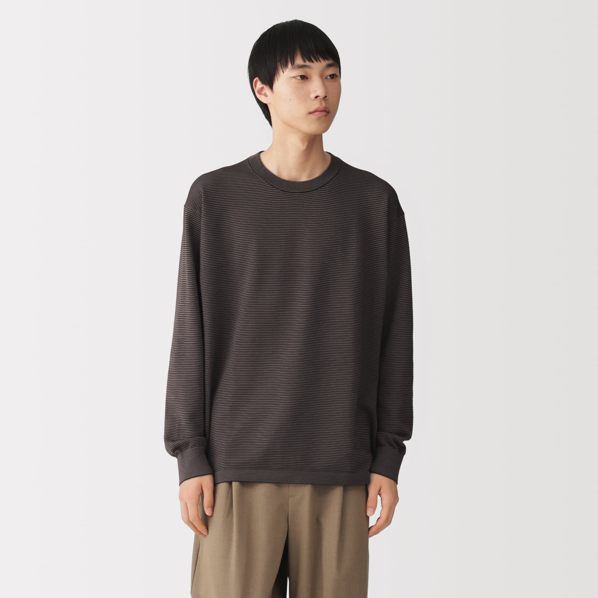 紳士　乾きやすい洗えるニット長袖Ｔシャツ