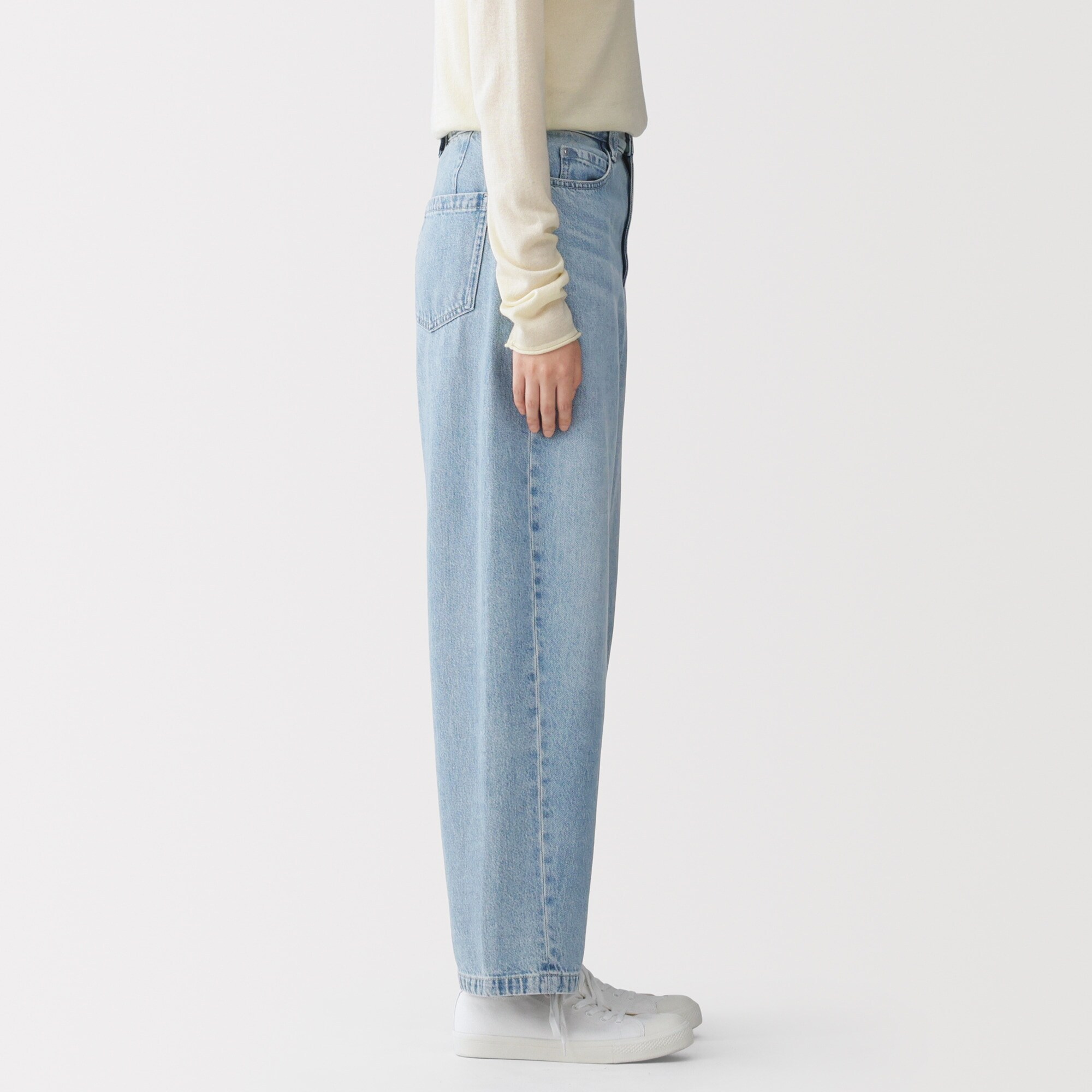 婦人　木の実から作ったカポック混　デニムコクーンパンツ