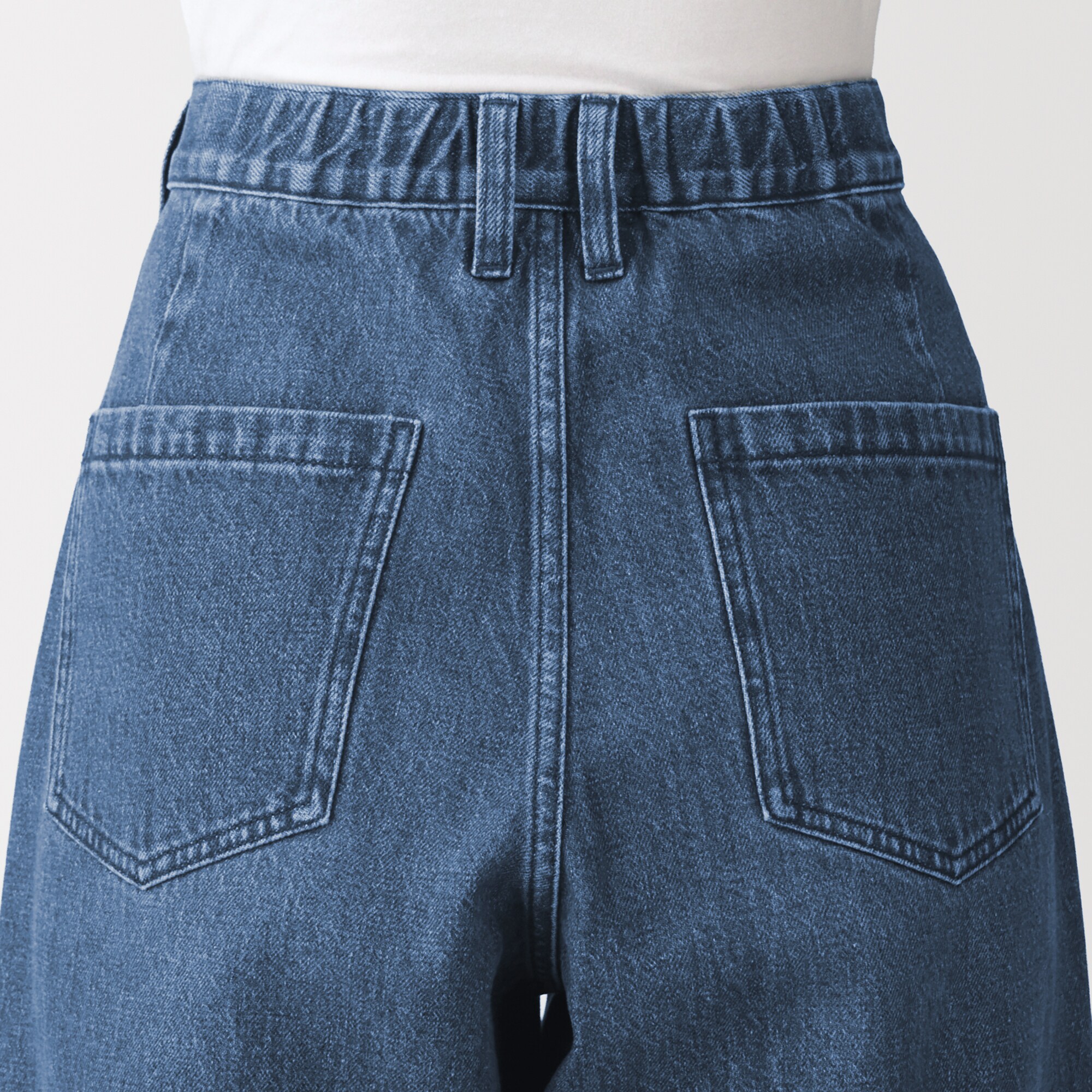 婦人　木の実から作ったカポック混　デニムコクーンパンツ　股下短め（ＯＳ）