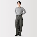 婦人　木の実から作ったカポック混　デニムコクーンパンツ　グレー