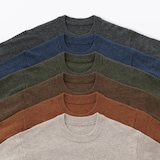 紳士　洗えるウールミドルゲージクルーネックセーター
