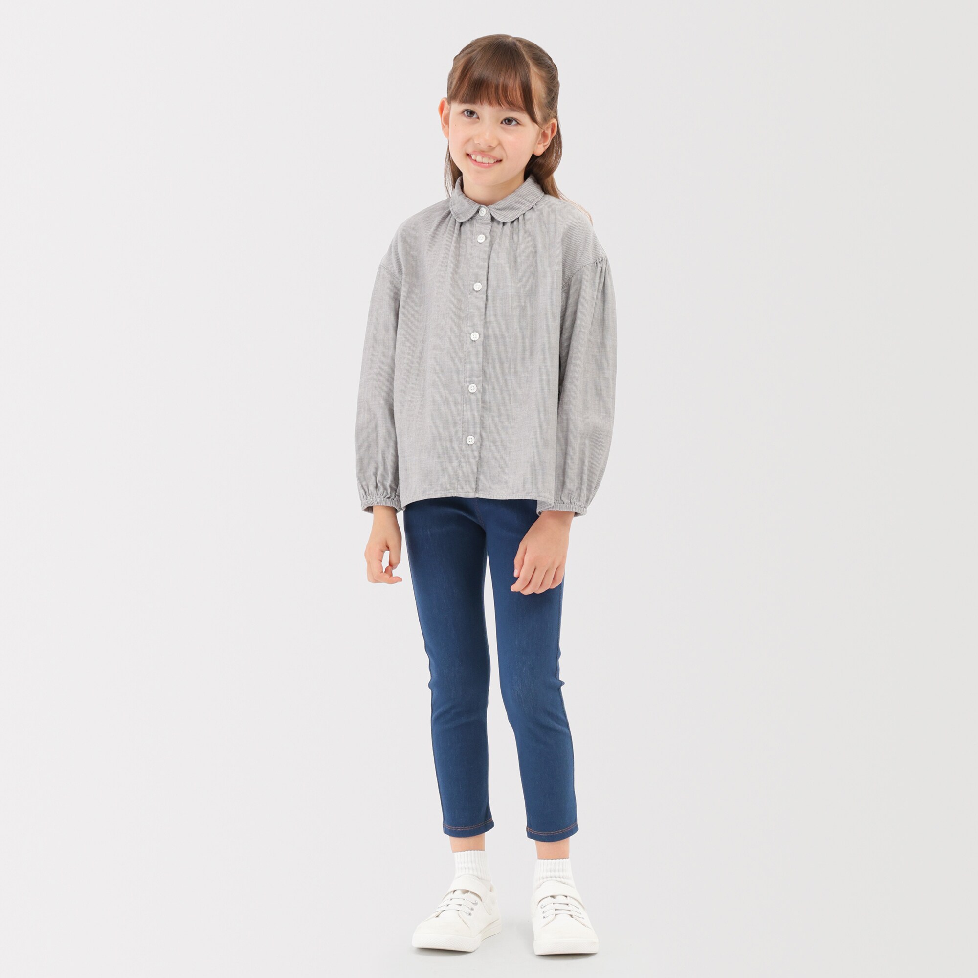 キッズ　ジャージーストレッチデニム調レギンスパンツ