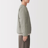 紳士　軽量ダウンポケッタブルノーカラージャケット