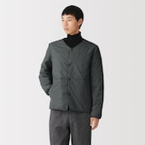 紳士　軽量ダウンポケッタブルノーカラージャケット