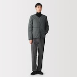 紳士　軽量ダウンポケッタブルノーカラージャケット