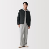 紳士　軽量ダウンポケッタブルノーカラージャケット