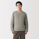 紳士　軽量ダウンポケッタブルノーカラージャケット