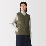 紳士　軽量ダウンポケッタブルノーカラーベスト