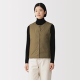 婦人　軽量ダウンポケッタブルノーカラーベスト