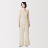 婦人　コットン透かし編みニット　ロングパンツ