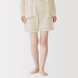婦人　コットン透かし編みニット　ショートパンツ