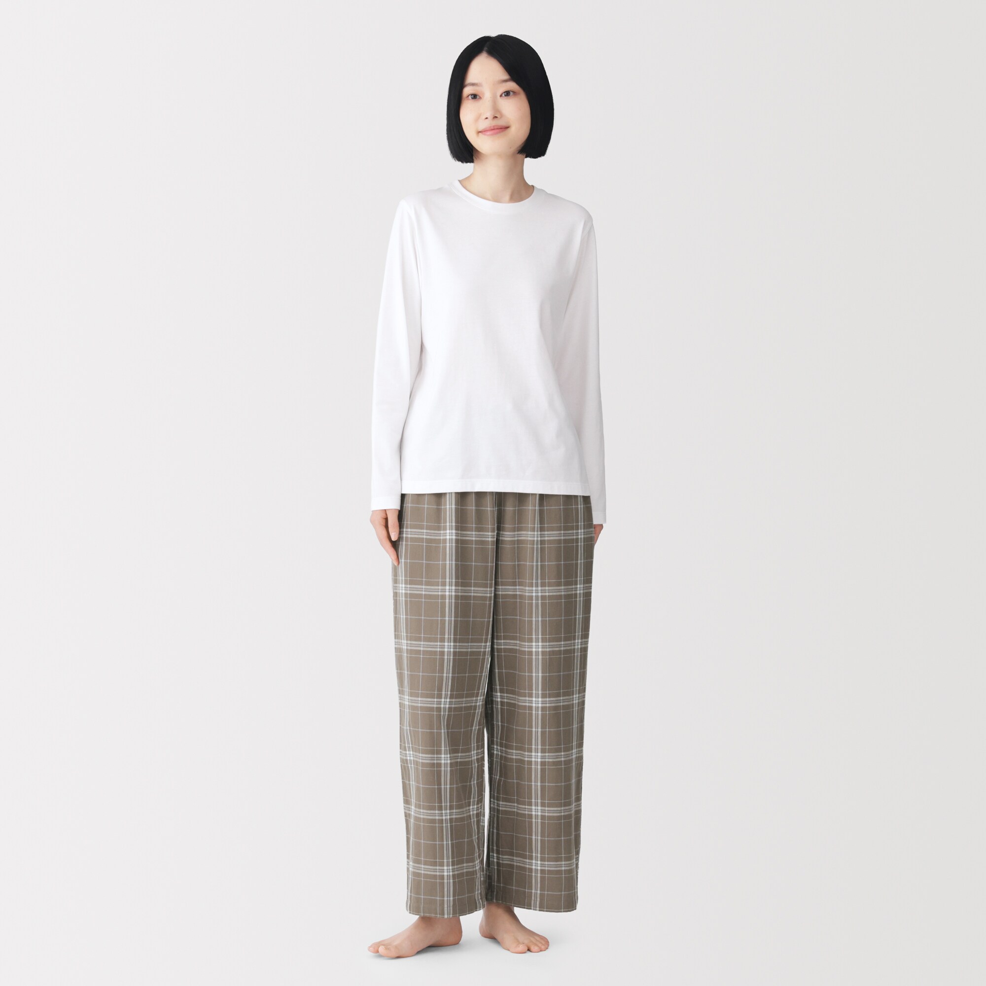 婦人　二重ガーゼ　ルームロングパンツ
