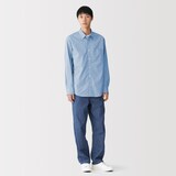 紳士　洗いざらしブロード長袖シャツ