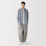 紳士　洗いざらしブロード長袖シャツ