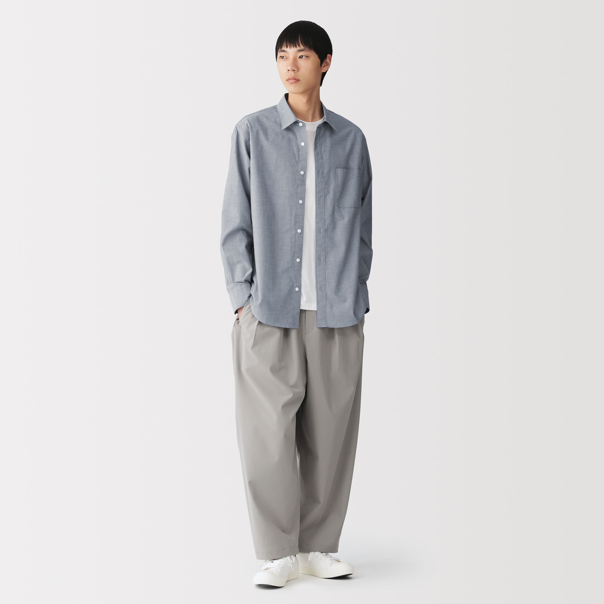 無印シャツ 紳士 洗いざらしブロード長袖シャツ | 無印良品