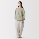 紳士　素材に還るワッフル編みクルーネック長袖Ｔシャツ