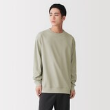 紳士　素材に還るワッフル編みクルーネック長袖Ｔシャツ