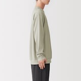 紳士　素材に還るワッフル編みクルーネック長袖Ｔシャツ