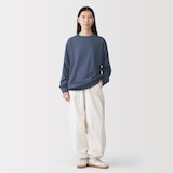 紳士　素材に還るワッフル編みクルーネック長袖Ｔシャツ