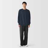 紳士　素材に還るワッフル編みクルーネック長袖Ｔシャツ