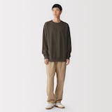 紳士　素材に還るワッフル編みクルーネック長袖Ｔシャツ