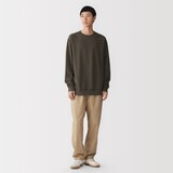 紳士　素材に還るワッフル編みクルーネック長袖Ｔシャツ