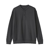 紳士　素材に還るワッフル編みヘンリーネック長袖Ｔシャツ