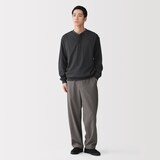紳士　素材に還るワッフル編みヘンリーネック長袖Ｔシャツ