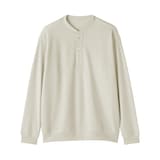 紳士　素材に還るワッフル編みヘンリーネック長袖Ｔシャツ