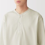 紳士　素材に還るワッフル編みヘンリーネック長袖Ｔシャツ