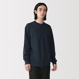 紳士　素材に還るワッフル編みヘンリーネック長袖Ｔシャツ