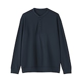 紳士　素材に還るワッフル編みヘンリーネック長袖Ｔシャツ