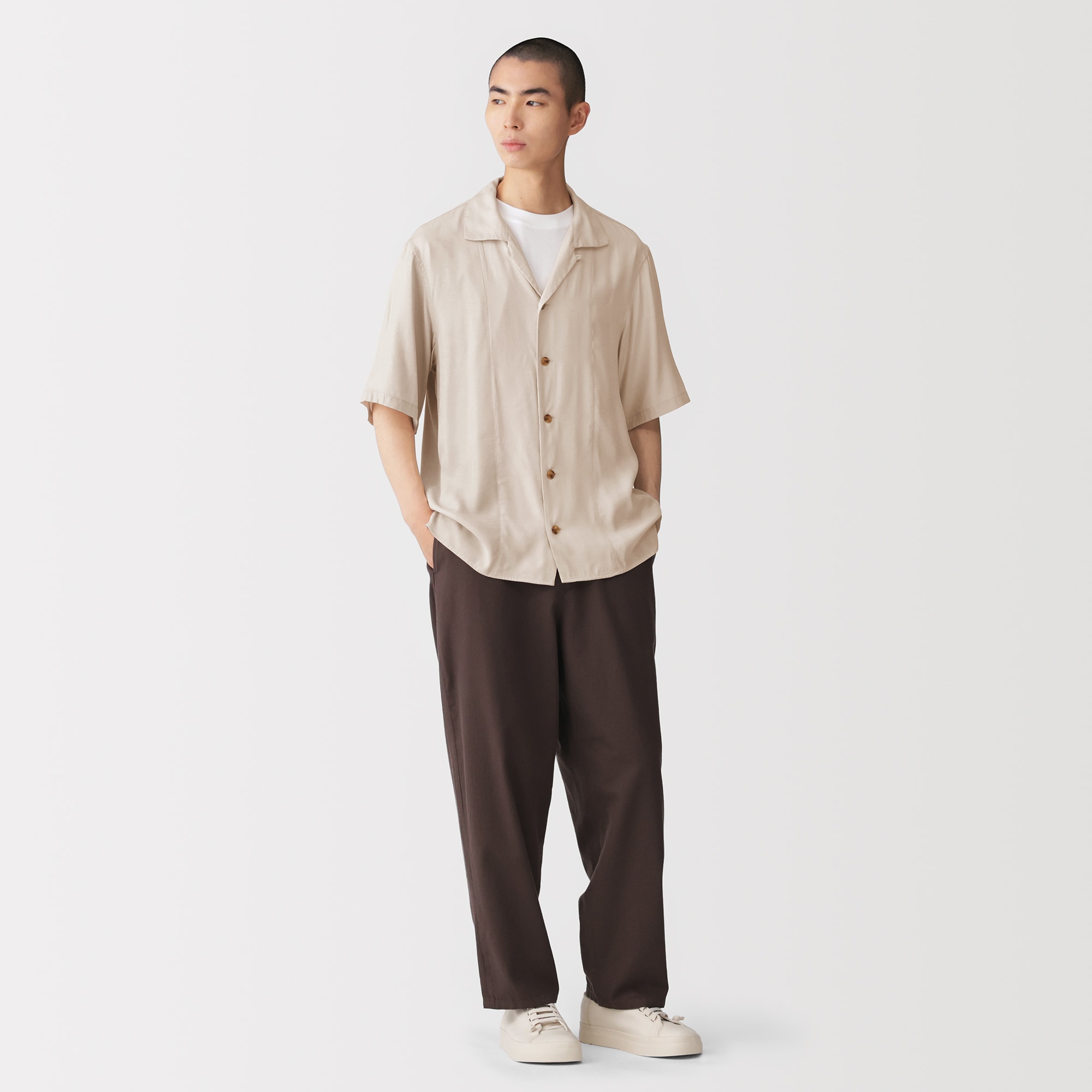 紳士 キュプラ混オープンカラー半袖シャツ | 無印良品