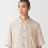 紳士　キュプラ混オープンカラー半袖シャツ