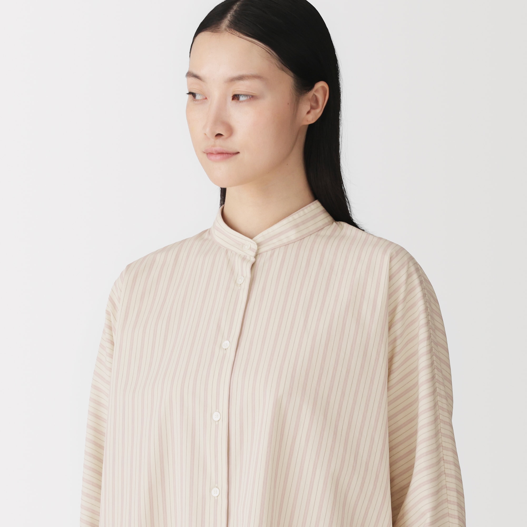 婦人 ポプリンスタンドカラー長袖シャツ | 無印良品