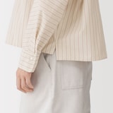 婦人　ポプリンスタンドカラー長袖シャツ