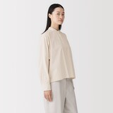 婦人　ポプリンスタンドカラー長袖シャツ