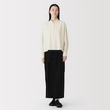婦人　ポプリンスタンドカラー長袖シャツ