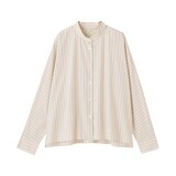 婦人　ポプリンスタンドカラー長袖シャツ