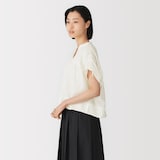 婦人　綿サテンギャザーブラウス