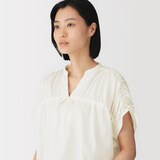 婦人　綿サテンギャザーブラウス