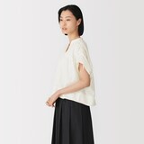 婦人　綿サテンギャザーブラウス