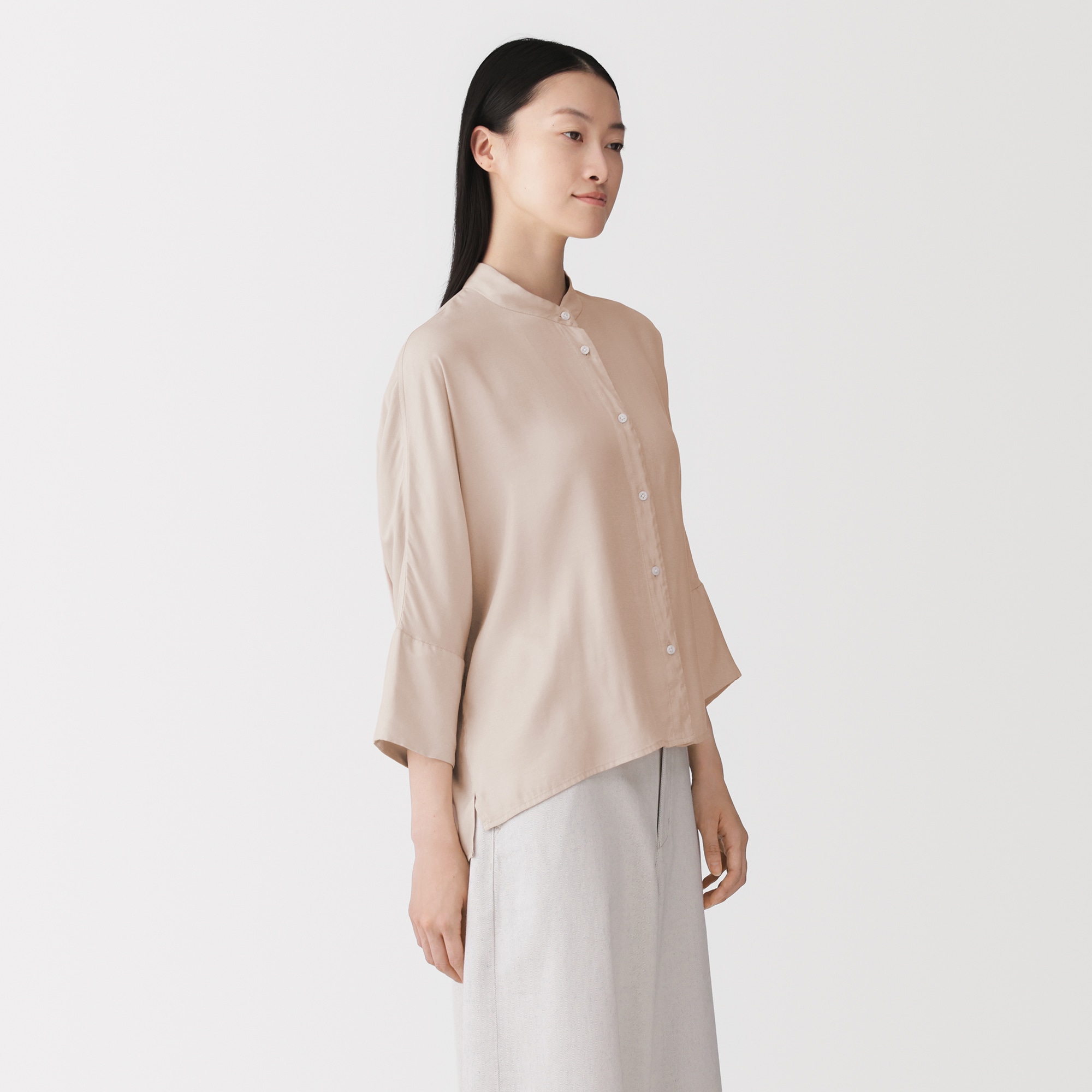 婦人 キュプラ混七分袖シャツ | 無印良品